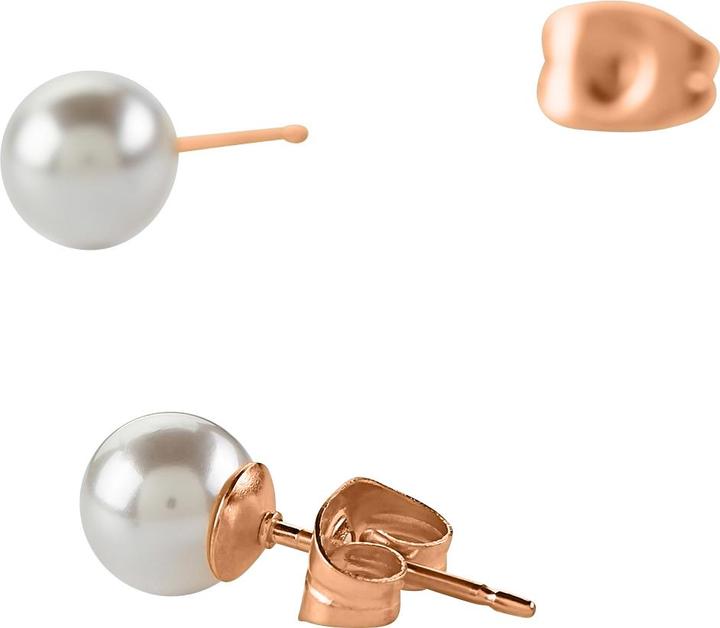 Actual product image Heideman Pearl stud earrings rose 6mm rose gold colored (100% stainless steel)