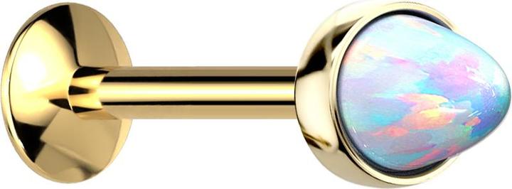 Produktbild Star Piercing Micro Labret Innengewinde vergoldet Opal Cone weiss (ohne Messing, Chirurgenstahl 316L)