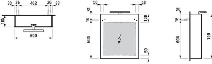 Produktbild Laufen Base Spiegelschrank 600 mm, 1 Tür, LED- Licht Element, Scharnier rechts