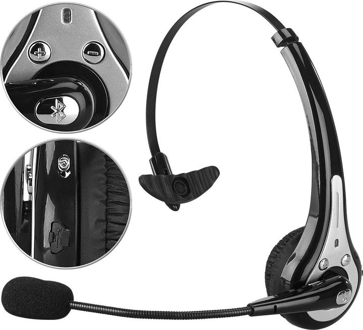 Produktbild Callstel Profi-Mono-Headset mit Bluetooth, Geräuschunterdrückung, 10-Std.-Akku (Kabellos, USB-A)