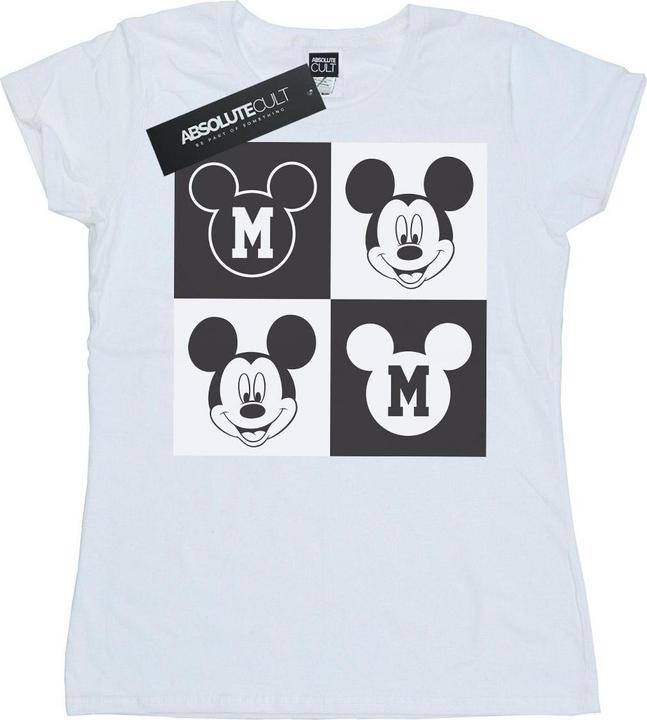 Actual product image Disney Womens/Ladies Mickey Mouse Smiling Squares Cotton T-Shirt (XXL)