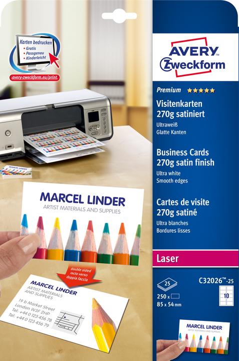 Produktbild Avery Premium Visitenkarten (270 g/m², 250 x, A4)