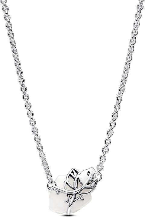 Pandora Halskette Weisse Rose (Bioharz, Sterling Silber 925, 38 cm)