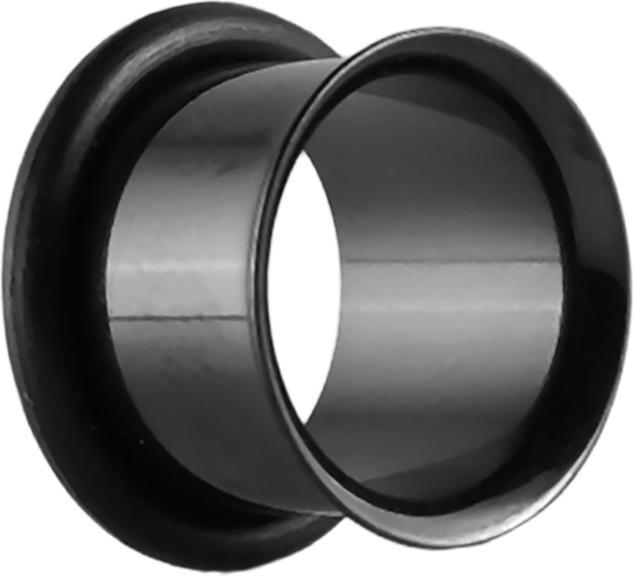Star Piercing Flared Tunnel schwarz mit O-Ring (ohne Messing, Chirurgenstahl 316L)