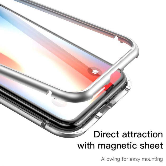 Image du produit Baseus iPhone X Étui de protection magnétique en aluminium Dos en verreArgent (Apple iPhone X)