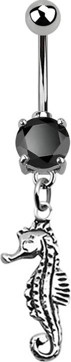 Immagine prodotto Star Piercing Ciondolo Banana in argento con cavalluccio marino nero (Argento 925, Acciaio chirurgico 316L, senza ottone)
