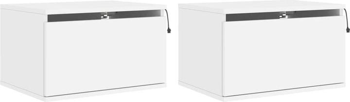 Image du produit VidaXL Tables de chevet murales avec lampes LED 2 pcs. Blanc,Couleur (50 x 36 x 30 cm)