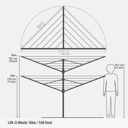 Actual product image Brabantia Lift-O-Matic 50 M - 45 mm tube with metal floor anchor (50 m)