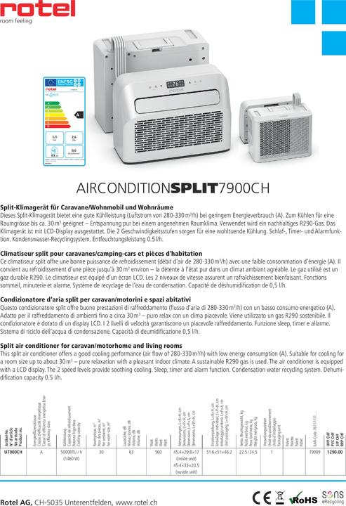 Produktbild Rotel Split-Klimagerät 5000 BTU (12 m², 5000 BTU/h)