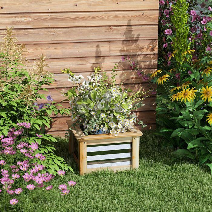 Actual product image Swisshandel24 Metal raised bed, flower box planter box with wooden frame, vegetable bed, herb bed for garden, B