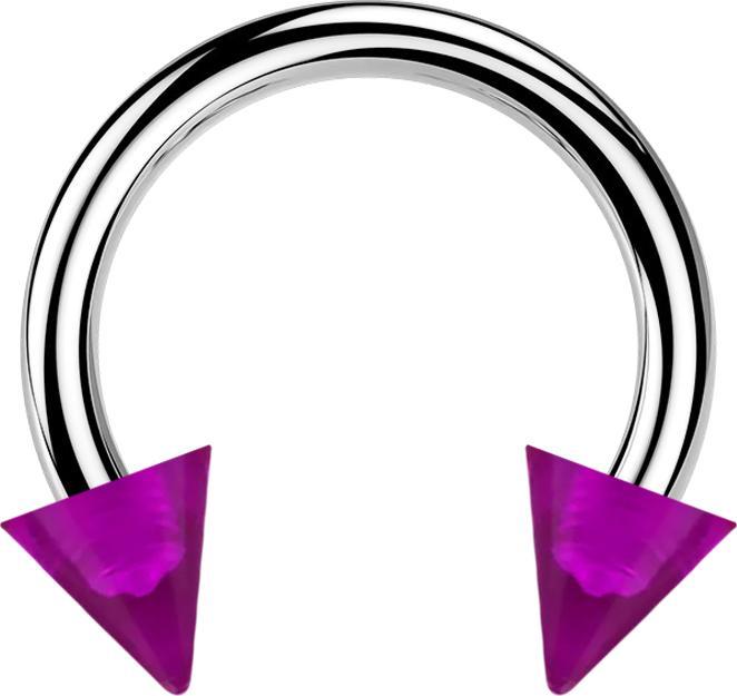 Star Piercing Circular Barbell silber mit zwei Cones violett transparent (ohne Messing, Chirurgenstahl 316L, Acryl)