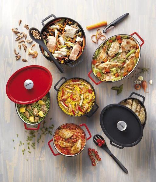 Actual product image Pyrex Slow Cook roasting pan, round, with lid, ø: 280 mm, grey (28 cm, Casserole + Stewpot, Cast iron)