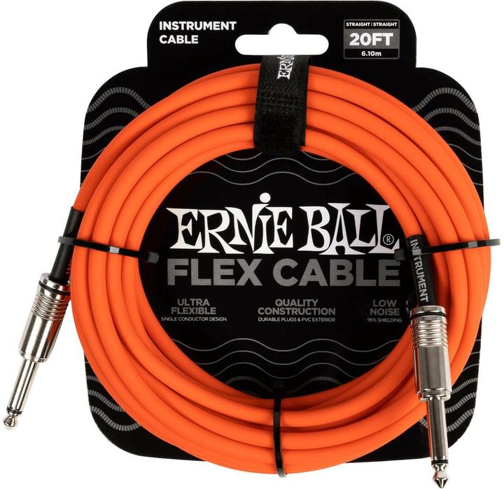 Image du produit Ernie Ball Câble d'instrument 6421 - 6.09 m, orange (6.09 m, jack 6.3mm)