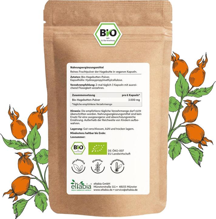 Immagine prodotto Eltabia Capsule di rosa canina biologica 100 (100 Pezzo/i, Pillole)