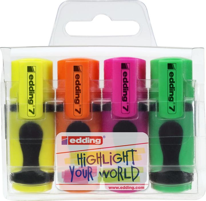 Produktbild Edding Textmarker 7 Mini 4er-Set (Mehrfarbig, 1 mm, 4 x)