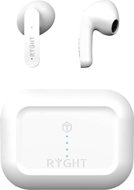 Ryght MINO In Ear Headset Bluetooth® Stereo White Microphone Noise Reduction Battery Charge Indicator (ANC, Cable)