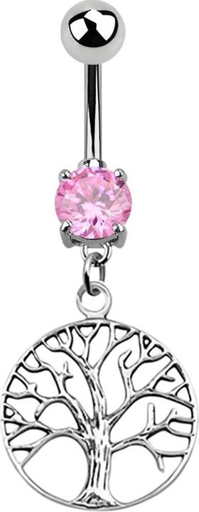 Actual product image Star Piercing Banana silver with pendant tree pink (925 sterling silver, Surgical steel 316L, without brass)