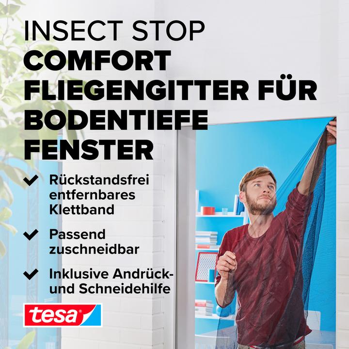 Immagine prodotto tesa Zanzariera COMFORT per finestre, con nastro velcro, autoadesiva, senza forare (120 x 240 cm)