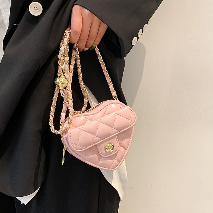 Image du produit Only-Bags.Store Mini sac croisé en forme de coeur, sac en cuir PU brodé à la mode, accessoire mignon à la mode