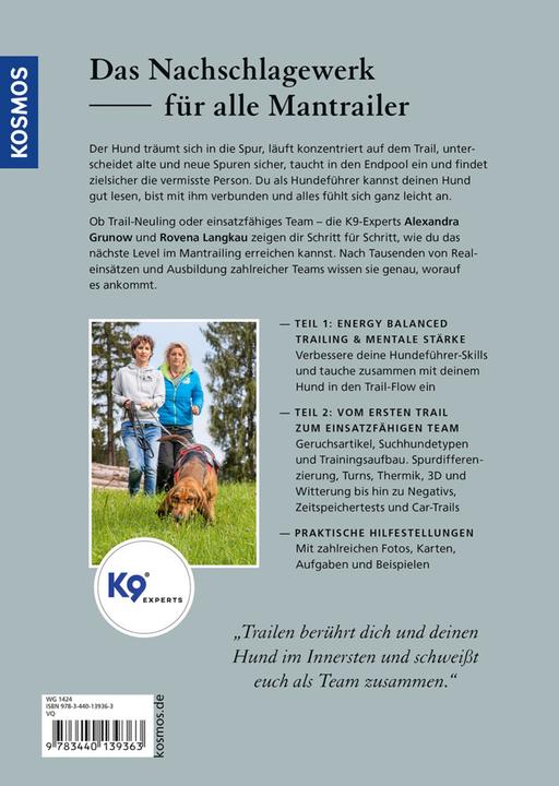 Actual product image Kosmos Mantrailing - das Arbeitsbuch (German, Rovena Langkau, Alexandra Grunov, 2023)