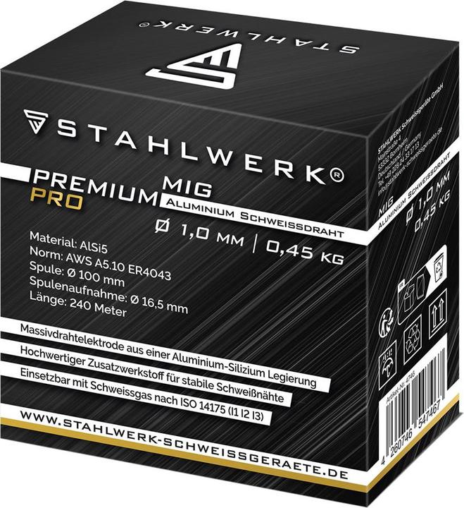 Image du produit Stahlwerk Fil de soudage MIG MAG aluminium ER4043 AlSi5 1.0 mm 0.45 kg bobine de fil
