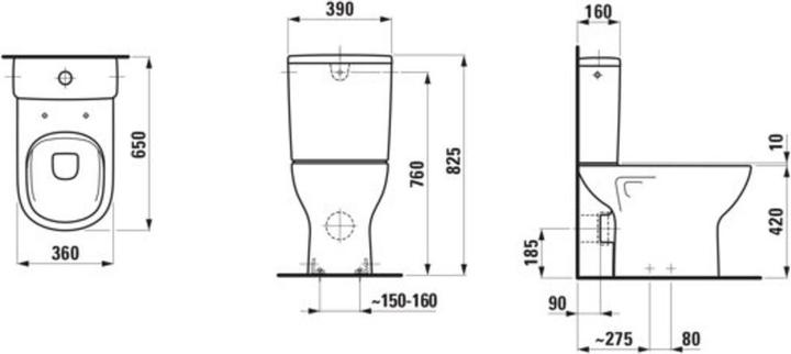 Produktbild Laufen Stand-WC Kombination LUA tief 360x650mm Abgang senkrecht weiss