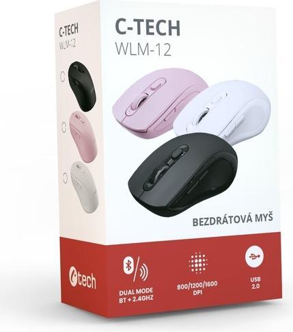 Image du produit C-Tech WLM-12PK/Ergonomick??/Optick??/Pro prav??ky/Bezdr??tov? USB + Bluetooth/R????ov?? (Sans fil)