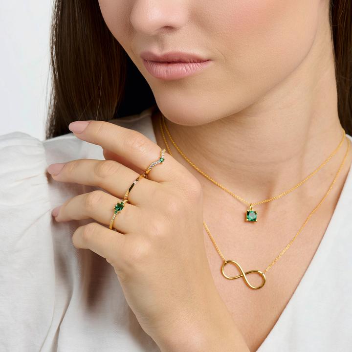 Immagine prodotto Thomas Sabo Anello con pietre verdi e bianche, oro (48, 925 Argento)