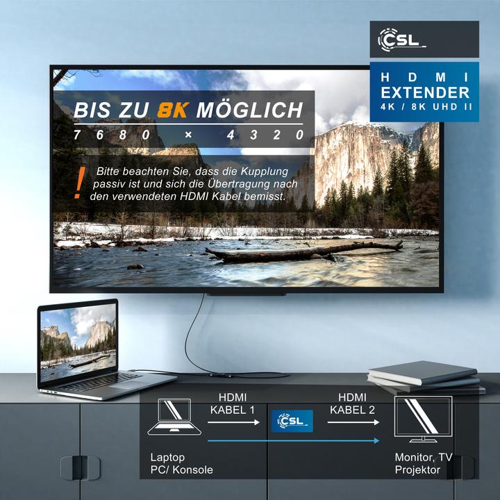 Produktbild CSL HDMI-Adapter, Full HD - Verlängerung - Kupplung, HDMI-Buchse zu HDMI-Buchse (HDMI, 4.50 cm)
