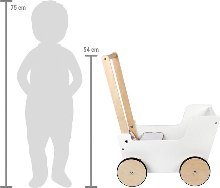 Actual product image small foot Wooden push-along doll's pram, small button