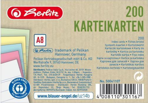 Produktbild Herlitz Karteikarten (A8, 175 g/m², 200 x)