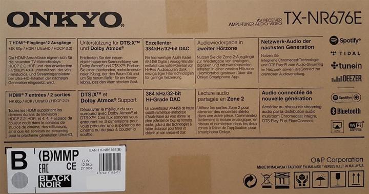 Actual product image Onkyo Tx-Nr676e (7.2 channels, FM, MW)