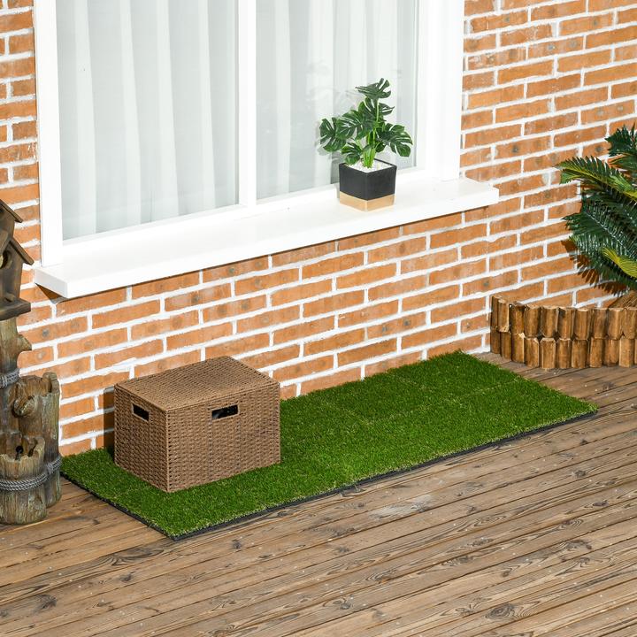 Produktbild Outsunny Kunstrasen 10er Stecksystem Set mit Drainagefunktion und 11.000 Fasern (10 x)