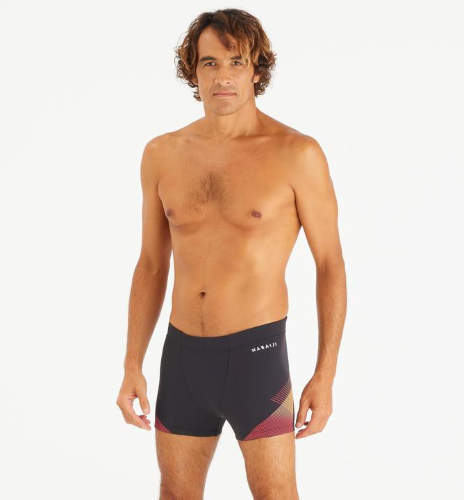 Actual product image Nabaiji Men's boxer swim trunks - 500 Fiti Tria black/red (46)