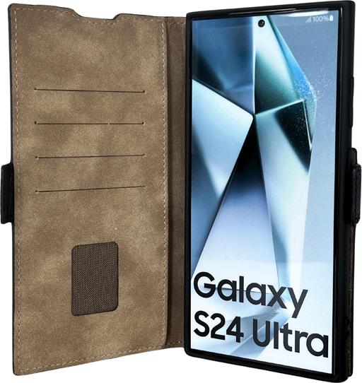Actual product image Mike Galeli Book cover genuine leather Fabio black (Samsung Galaxy S24 Ultra)