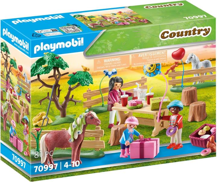 Immagine prodotto Playmobil Festa di compleanno per bambini alla fattoria dei pony (70997, Paese Playmobil)