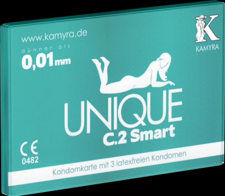Actual product image Kamyra Unique C.2 Smart" condom card with 3 latex-free PRE-ERECTION condoms (3 pcs.)