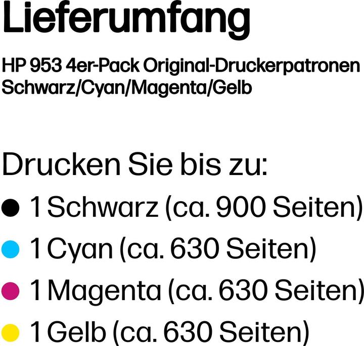 Nährwerte und Zutaten HP 953 4-pack (M, BK, C, Y)