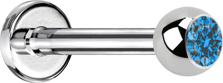 Produktbild Star Piercing Labret silber mit Kugel Kristall hellbau (ohne Messing, Chirurgenstahl 316L)