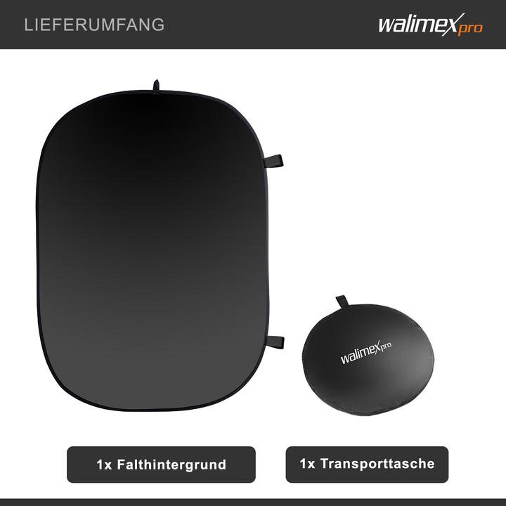 Produktbild Walimex Falthintergrund 150x200cm schwarz (150 cm, 200 cm)