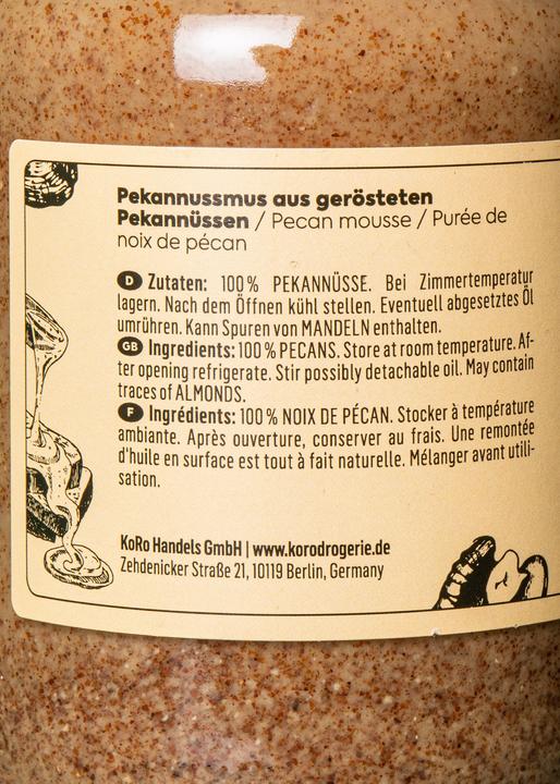 Nutritional values and ingredients KoRo Pecan butter made from roasted pecans (500 g)