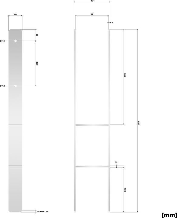 Produktbild XPOtool Pfostenträger feuerverzinkt 121x600mm H-Anker Pfostenanker Pfostenschuh
