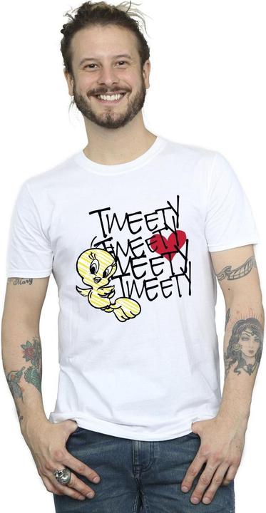 Actual product image Looney Tunes Mens Tweety Love Heart T-Shirt (S)