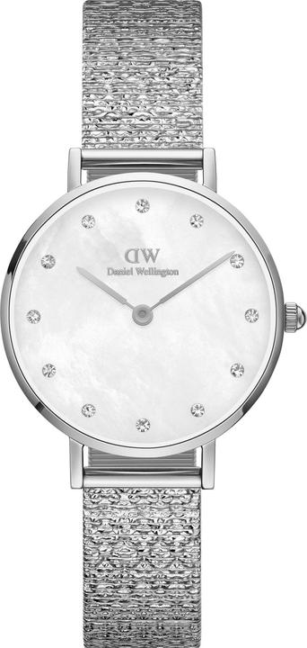 Actual product image Daniel Wellington Classic Petite Lumine Pressed Piano Silver White (Analogue wristwatch, 28 mm)