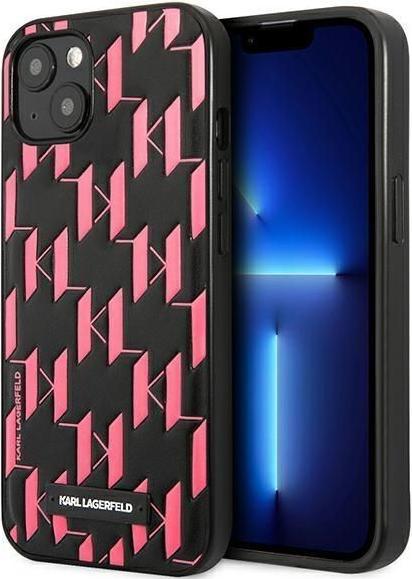 Productafbeelding Karl Lagerfeld KLHCP13SMNMP1P iPhone 13 mini 5,4" hardcase roze / roze Monogramplaquette (Apple iPhone 13 mini)