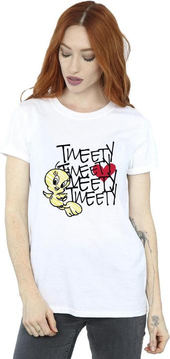 Actual product image Looney Tunes Womens/Ladies Tweety Love Heart Cotton Boyfriend T-Shirt (M)