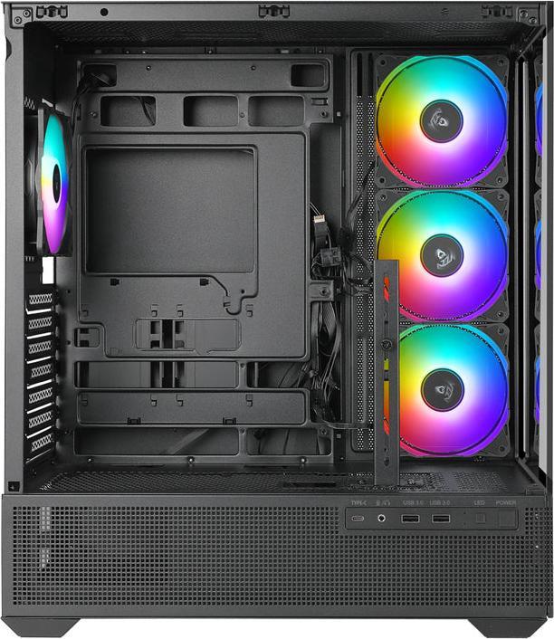 Actual product image Azza Boitier Moyen Tour ATX Tiara RGB avec panneaux vitrés (Noir) (ITX, mATX, ATX)