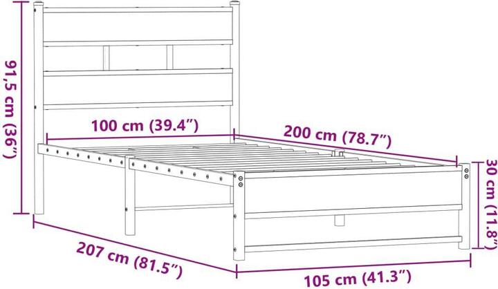 Actual product image VidaXL Metal bed Bed slatted frame single bed Bed frame without mattress 100x200cm (100 x 200 cm)