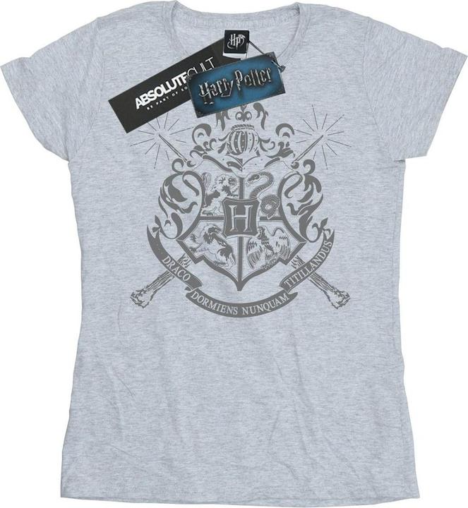 Actual product image Womens/Ladies Hogwarts Badge Wands Cotton T-Shirt (M)