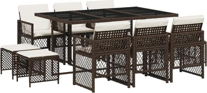 Produktbild VidaXL Gartenmöbel Essgruppe Gartengarnitur Sitzgruppe 11-tlg. Braun Poly Rattan (165 cm)